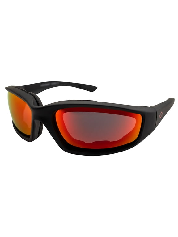 Vortex Sport Vented Foam Padded Riding Goggles Black with Red Mirror Lens