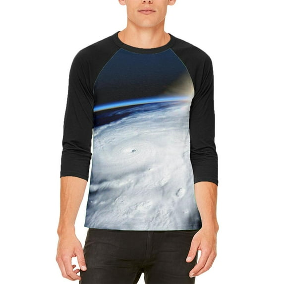 Hurricane at Sunrise Force of Nature Mens Raglan T Shirt White-Black X-LG