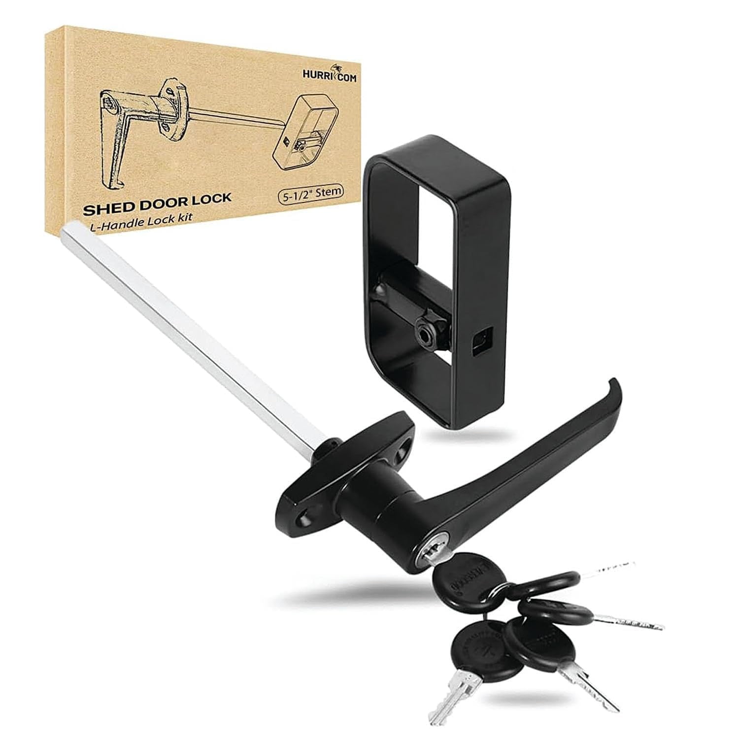 Hurrikom Shed Door LHandle Lock Kit Shed Door Latch with 51/2" Stem