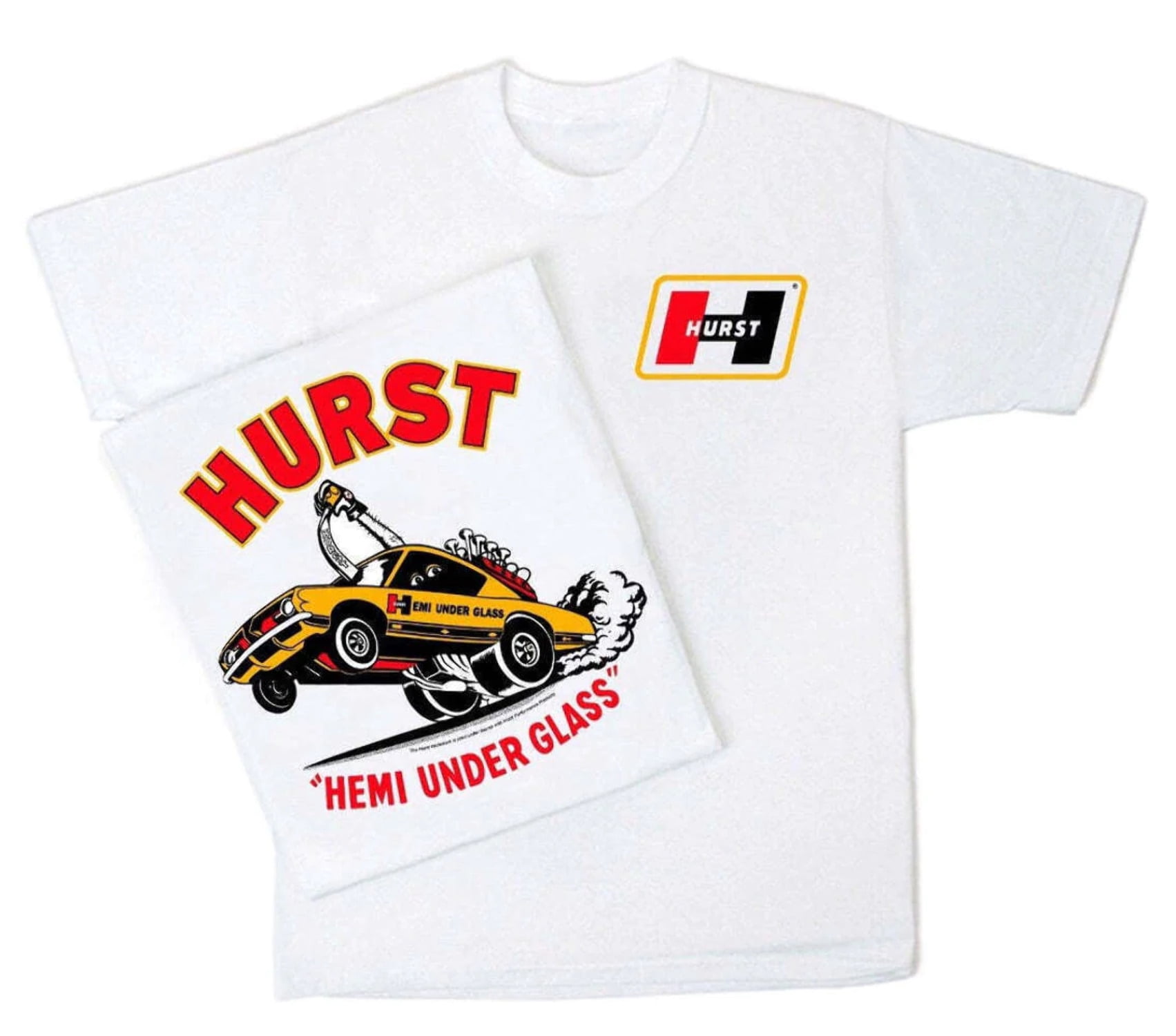 Nurst Racing Logo Hurst Hemi Under Glass Wheelstander Mens T shirt Drag Racing Hot Rods ...