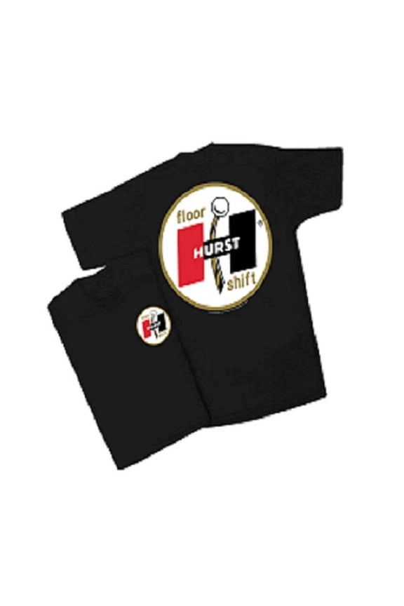 Hurst Shifter Logo Mens Black T Shirt Chevy Mopar Ford Pontiac Olds Drag Racing Hot Rods