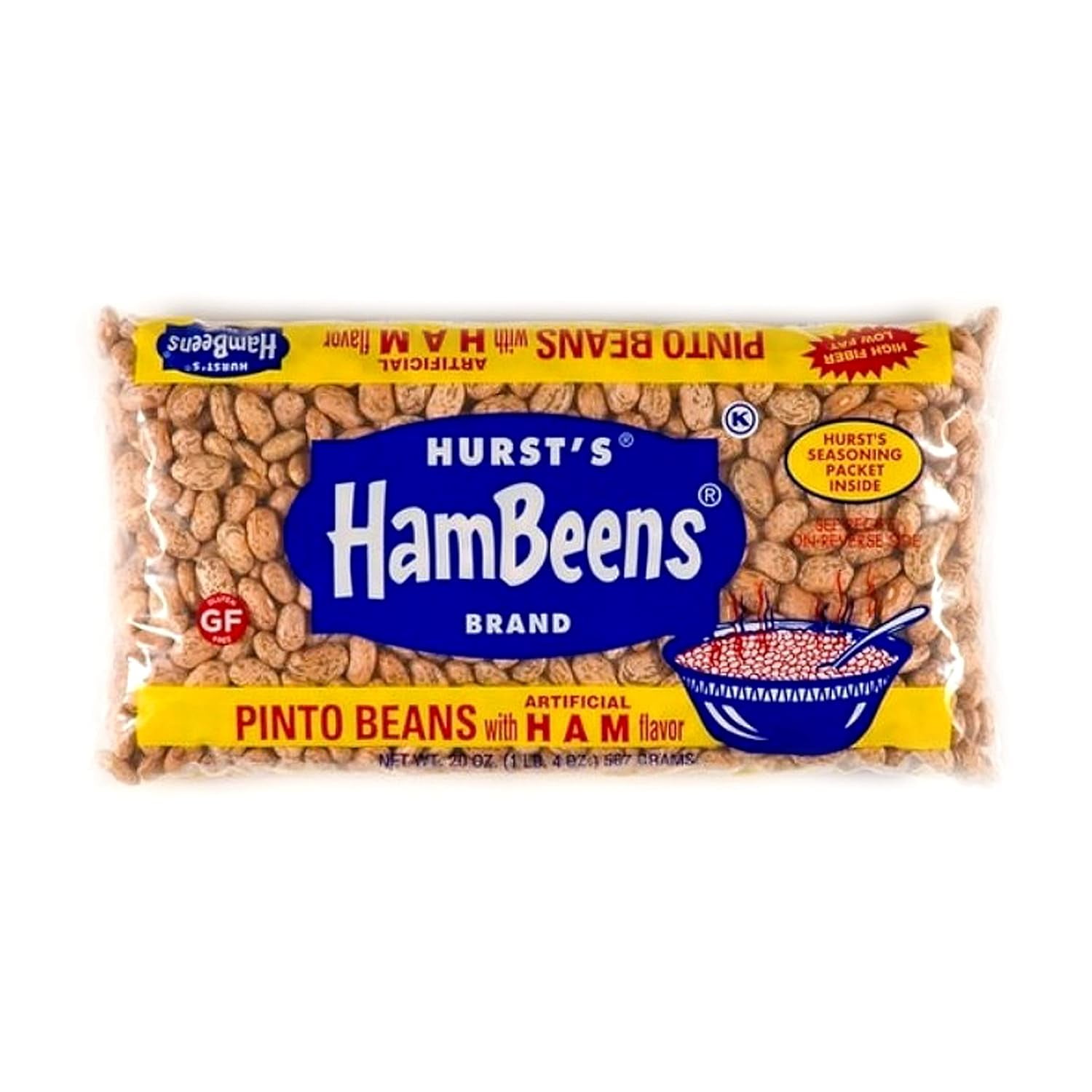 Hursts Hambeens Pinto Beans with Ham Flavor 6 x 20 Ounce Bags of