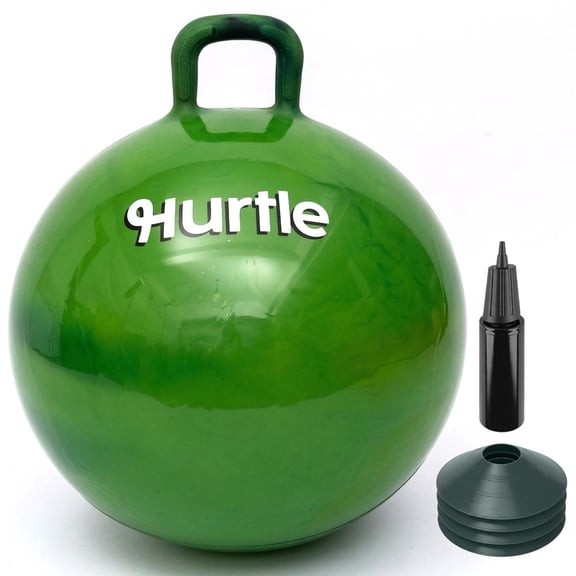 Hurtle 20" Marble Hopper Ball for Kids – Bouncy Ball with Handles, Air Pump & Cones, Indoor/Outdoor Active Play & Balance Training Toy (Navy Green)
