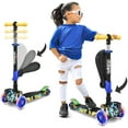 thumbnail image 1 of Hurtle 3-Wheeled Scooter for Kids - Wheel LED Lights, Adjustable Lean-to-Steer Handlebar, and Foldable Seat - Sit or Stand Ride with Brake for Boys and Girls Ages 1-14 Years Old (HURLEZ) Grafitti, 1 of 8