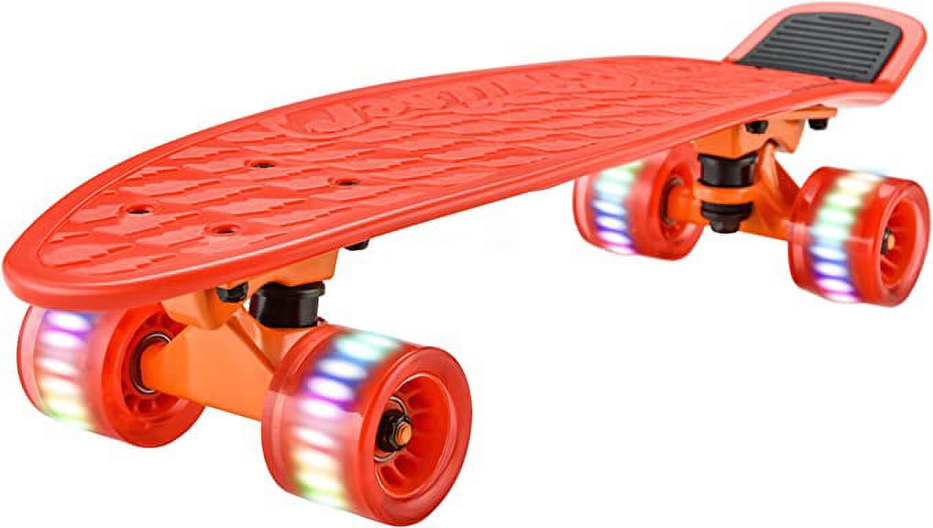 Hurtle 6'' PP Deck Complete Double Kick Skateboard Mini Cruiser W/ 3.25" Aluminum Alloy Truck, Red