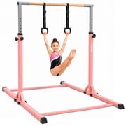 Hurtle Gymnastics Bar for Kids, 12-Level Adjustable Height Pull Up Bar with Non-Slip Base, Sturdy Steel Indoor Home Gymnastics Equipment, 220 lb Capacity