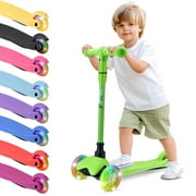Hurtle Mini Kickboard Scooter for Kids - Height Adjustable 25-28, Lightweight 3-Wheels with LED Light-up, Anti-Slip,Indoor/Outdoor Fun, Micro-Scooter for Ages 2-5