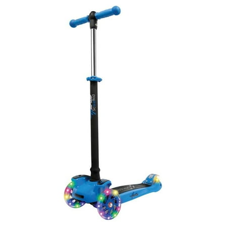 Hurtle 3-Wheeled Scooter for Kids - Wheel LED Lights, Adjustable Lean-to-Steer Handlebar, and Foldable Seat - Sit or Stand Ride with Brake - Perfect Gift for Boys and Girls Ages 1-14 Years Old - Blue