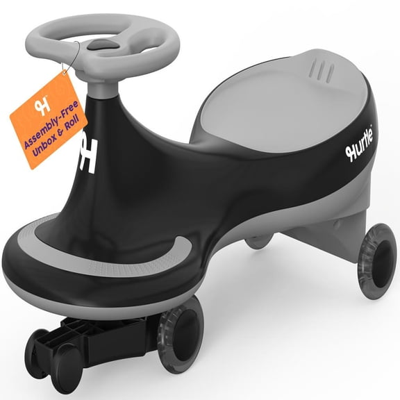 Hurtle Swing Ride On Car, Wiggle Car Toy for Kids, No Pedals, Batteries or Gears, Safe Toddler Ride On Toy with Twist & Go Motion, for Indoor & Outdoor Use, Suitable for Kids Above 2 Years, Black