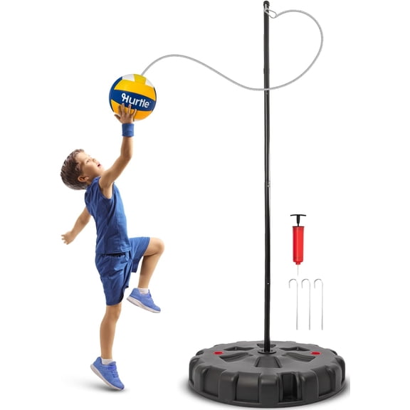 Hurtle Tetherball Ball and Rope Set  Portable Tether Ball Game with Adjustable 49 ft Steel Pole, Heavy-Duty Base, Tool-Free Setup for Kids & Adults