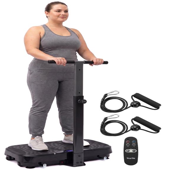 Hurtle Vibration Plate Exercise Machine – Portable Fitness Platform with Handles, 1-99 Speed Levels, 10 Preset Programs & Remote Control for Home Workouts (Black)