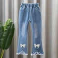 thumbnail image 1 of Hurxi Girl's Baggy Wide Leg Jeans High Elastic Waisted Denim Pants Casual Jeans with Bow Y2K Streetwear Light Blue,3-4 Years, 1 of 6