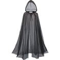 thumbnail image 1 of Hurxie 1 Pcs Tulle Cloak with Hood, Hooded Tulle Cape with Long Train for Adults, Black Sheer Cape for Women for Men, Bride Ghost Cloak for Halloween Wedding Cosplay Party, 1 of 5