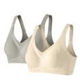 thumbnail image 1 of Hurxie 2 PC Deep V Push Up Bras for Women Seamless Wireless No Underwire Supportive Full Coverage Comfortable Everyday Bra White ,L, 1 of 6