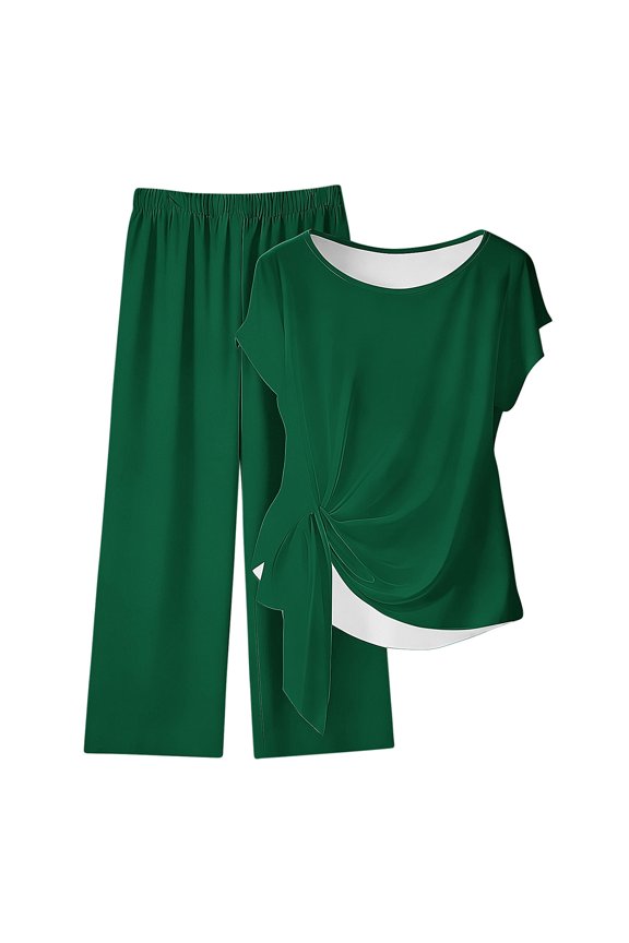 2 Piece Lounge Sets for Women Spring Vacation Summer Outfits Matching Two Pcs Knit Tracksuits Sweat Suits Army Green,L