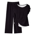 thumbnail image 1 of Hurxie 2 Piece Lounge Sets for Women Spring Vacation Summer Outfits Matching Two Pcs Knit Tracksuits Sweat Suits Black,M, 1 of 5