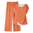 thumbnail image 1 of Hurxie 2 Piece Lounge Sets for Women Spring Vacation Summer Outfits Matching Two Pcs Knit Tracksuits Sweat Suits Orange,2XL, 1 of 5