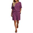 thumbnail image 1 of Hurxie 2 Piece Sets for Women Summer Lounge Short Set Spring Matching Biker Shorts V Neck Oversized Shirt Clothing Hot Pink,L, 1 of 7
