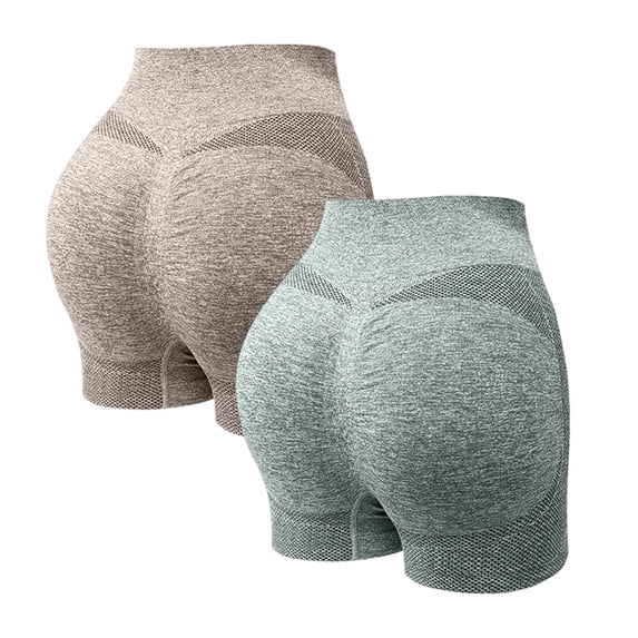 Hurxie 2 Piece Workout Shorts for Women Seamless Scrunch Butt Lifting High Waisted Yoga Gym Booty Running Short Pants Mint Green M