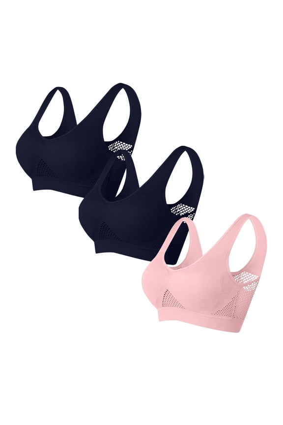 3 Pack High Impact Sports Bras for Women High Support Padded Sports Bra Workout Bras for Women Bra for Yoga Pink,3XL