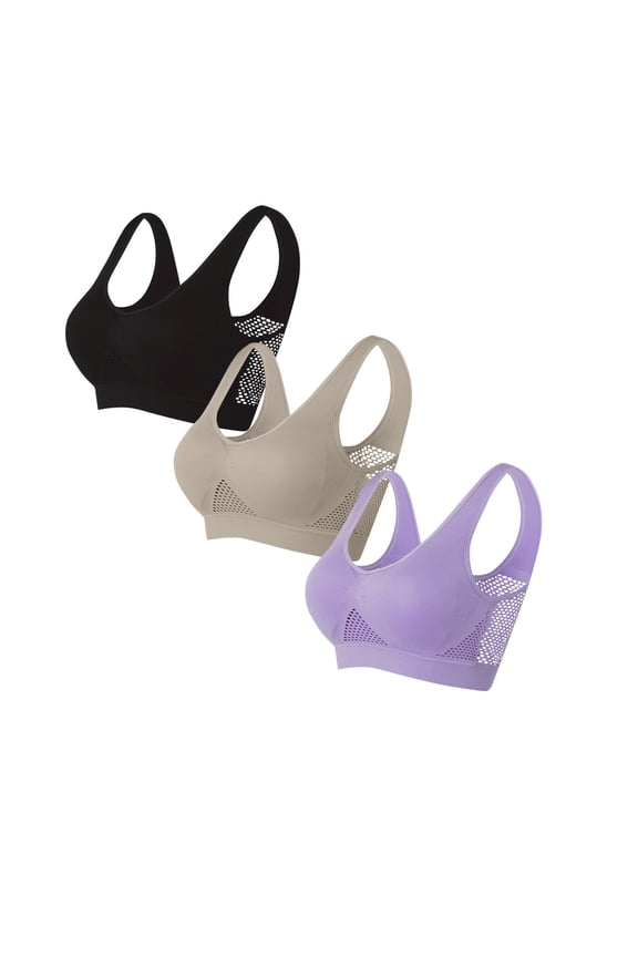 3 Pack High Impact Sports Bras for Women Plus Size Non Padded Wirefree Workout Bra Bounce Control Green,L