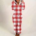 thumbnail image 1 of Hurxie Adult Onesie Pajamas, Hooded Fleece Adult Onesie, One Piece Women's Pajamas Wine,L, 1 of 7