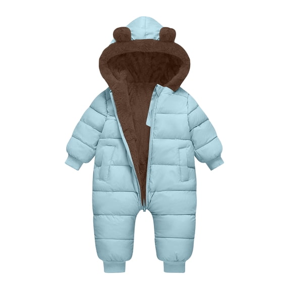 Hurxie Baby Boys Girls Snowsuit Winter Clothes Suit Hooded Jumpsuit Romper Bear Outfit Infant Warm Coat Outwear Overcoat 3 Years