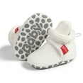 thumbnail image 1 of Hurxie Baby Fleece Booties Newborn Unisex Booties Non-Slip Newborn Infant First Walkers Warm Shoes House Slippers for Baby Girls Toddlers White 6 Months, 1 of 4