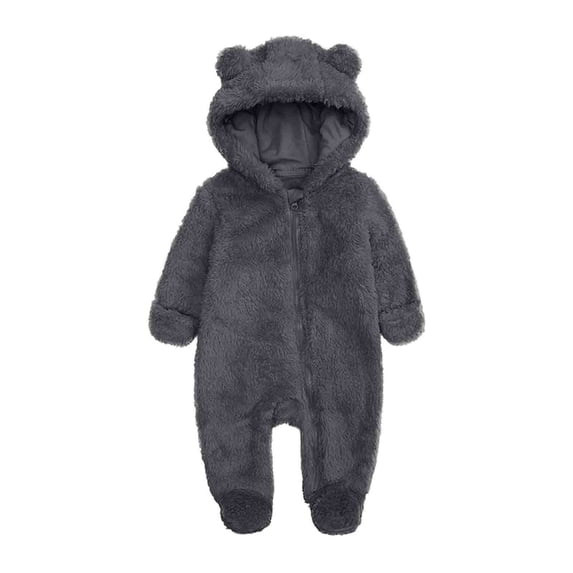 Hurxie Baby Fleece Jumpsuit for Infant Bear Snowsuit Newborn Romper Warm Coat 6 Months