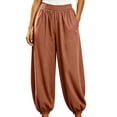 thumbnail image 1 of Hurxie Baggy Wide Leg Pants Womens Barrel Pants Mid Waisted Balloon Pants with Pockets Red,S, 1 of 6