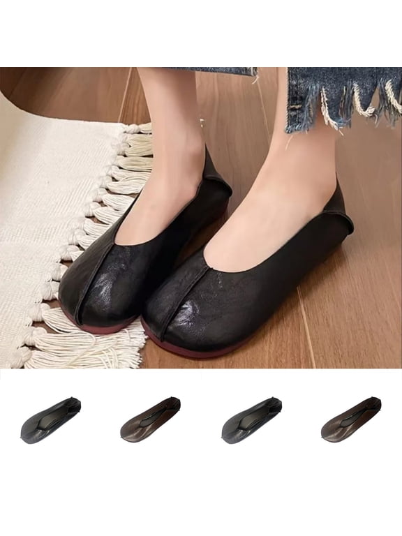 Ballet Flats Shoes for Women Casual Split Toe Shoes Wide Width Ballet Flats Comfort Work Shoes for Women Office Brown 37