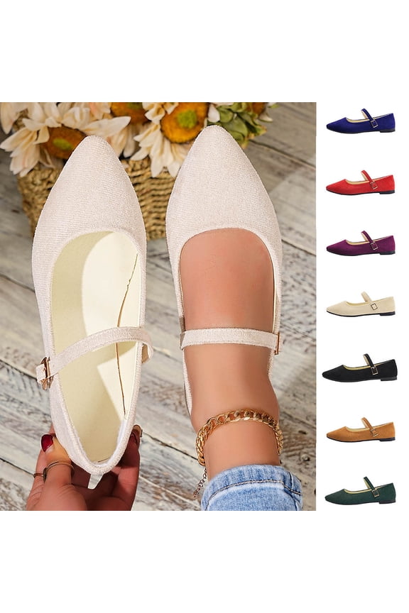 Ballet Mary Jane Flats Shoes Women Studded Suede Black Flats Dress Shoes for Women Comfortable Ladies Office Flats with Ankle Strap Red 36