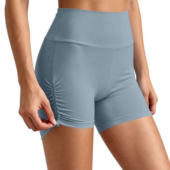 Hurxie Biker Shorts 4'' - High Waisted Booty Workout Volleyball Yoga Womens Shorts Blue,L