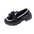 thumbnail image 1 of Hurxie Bow Loafers for Women's Patent Leather Chunky Heel Dress Shoes Elegant Round Toe Platform Casual Work School Shoes for Business Office Everyday Wear Black 6, 1 of 8