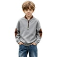 thumbnail image 1 of Hurxie Boy's Quarter Zip Pullover Lightweight Mock Neck Active Tops Kids Sweatshirts, Long Sleeve Golf Shirts School Fall Sports Clothes 110, 1 of 5