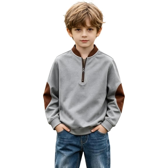 Hurxie Boy's Quarter Zip Pullover Lightweight Mock Neck Active Tops Kids Sweatshirts, Long Sleeve Golf Shirts School Fall Sports Clothes 110