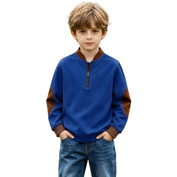 Hurxie Boy's Quarter Zip Pullover Lightweight Mock Neck Active Tops Kids Sweatshirts, Long Sleeve Golf Shirts School Fall Sports Clothes 110