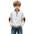 thumbnail image 1 of Hurxie Boy's Quarter Zip Pullover Lightweight Mock Neck Active Tops Kids Sweatshirts, Long Sleeve Golf Shirts School Fall Sports Clothes 150, 1 of 5