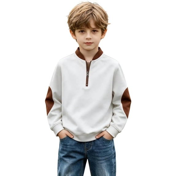 Hurxie Boy's Quarter Zip Pullover Lightweight Mock Neck Active Tops Kids Sweatshirts, Long Sleeve Golf Shirts School Fall Sports Clothes 150