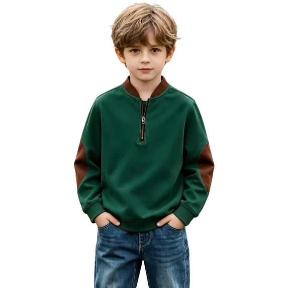 Hurxie Boy's Quarter Zip Pullover Lightweight Mock Neck Active Tops Kids Sweatshirts, Long Sleeve Golf Shirts School Fall Sports Clothes 160