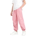 thumbnail image 1 of Hurxie Boys Cargo Joggers Pants Kids Quick Dry Lightweight Drawstring Hiking with Pockets Elastic Waist Pink,13-14 Years, 1 of 6