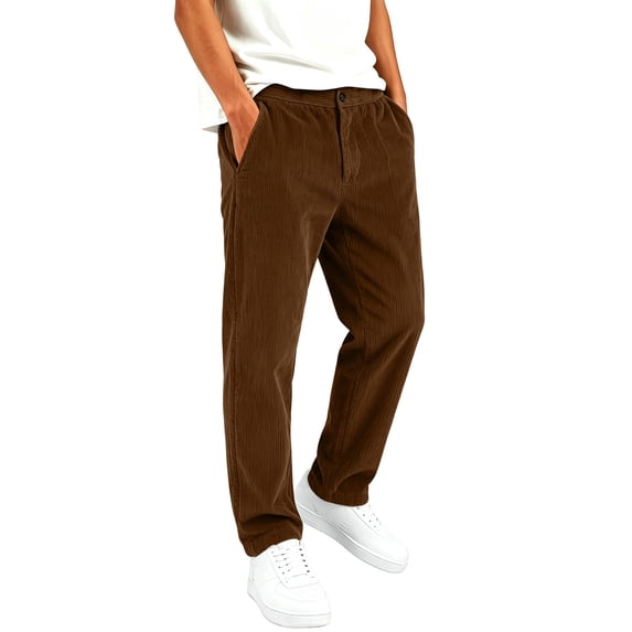 Hurxie Boys Corduroy Pants Kids Regular Fit Dress Trousers with Pockets