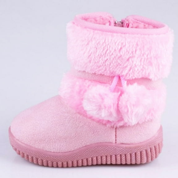 Hurxie Boys Girls Fuzzy Boots Baby Kids Snow Warm Cozy Winter Boots Size 3-4 Infant / 5-10 Toddler / 11-12 Little Kid Pink 24