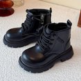 thumbnail image 1 of Hurxie Boys Girls Glitter Ankle Boots Lace Up Waterproof Combat Boot With Side Zipper (Toddler/Little Kid/Big Kid) Black 29, 1 of 5