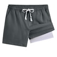 thumbnail image 1 of Hurxie Boys Linen Shorts Casual Pull-On Elastic Waist Drawstring Summer Beach Shorts Gray,160, 1 of 7