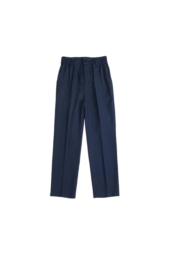 Boys' School Uniform Twill Pants, Flat Front Comfortable Waistband with 5 Pockets Navy,120