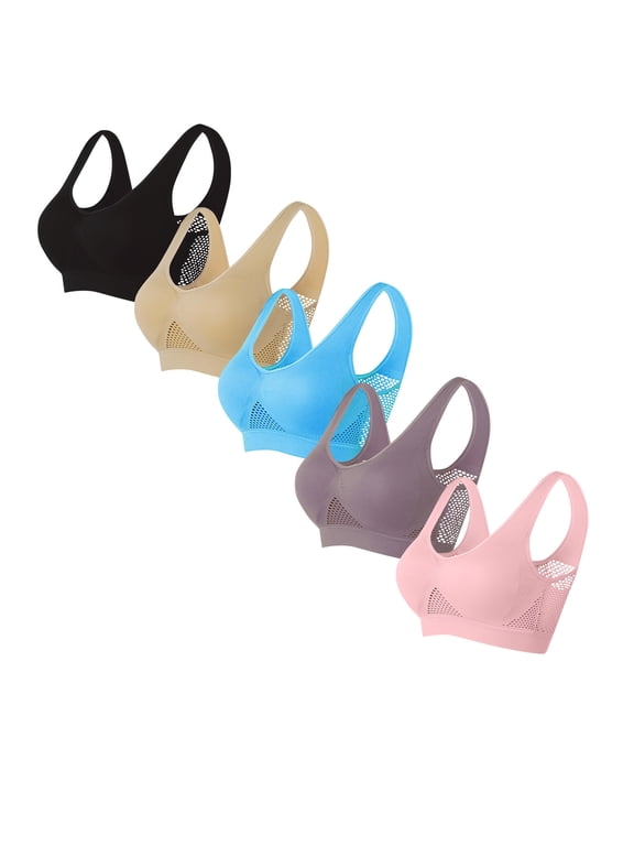Bra 5 Pack Womens Seamless Wireless Sleep Bra Watermelon Red,3XL