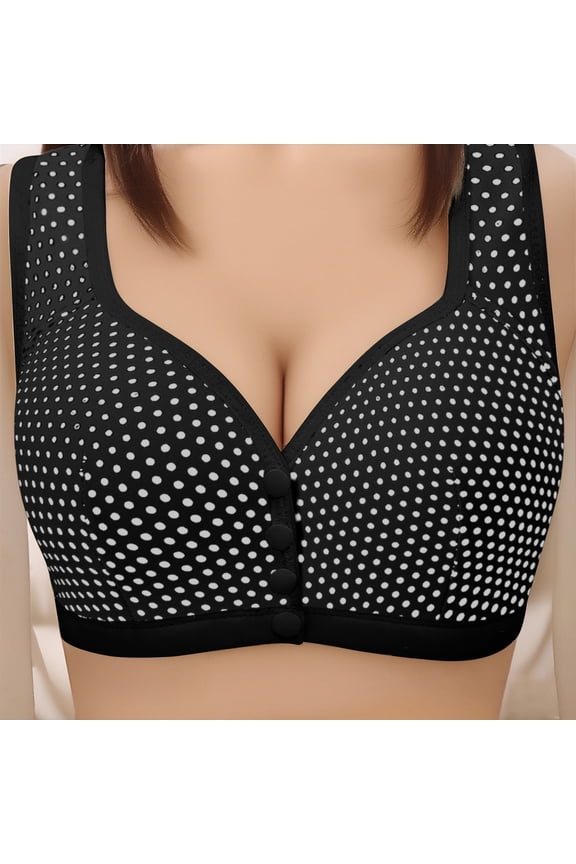 Bras for Women Front Closure No Underwire Comfort Senior Wireless Snap Closing Bra Black ,XL