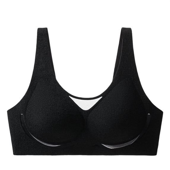 Hurxie Bras for Women No Underwire Mesh Wireless Crossover Bra Seamless Full Coverage Lift T Shirt Black ,M