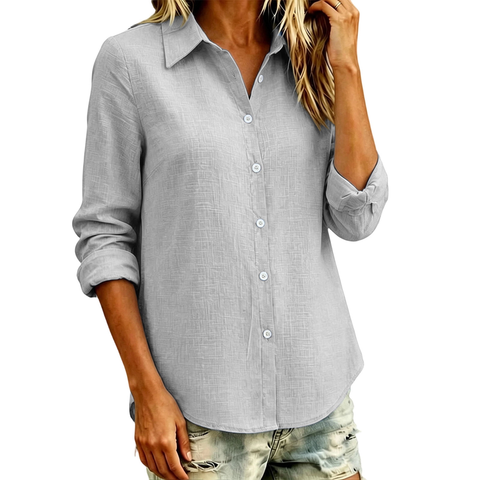 Hurxie Button Down Shirts for Women Cotton Shirt Dress Shirt Long ...